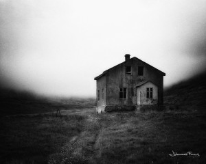 Heavy fog behind abandoned house Patreksfirði johannes Frank
