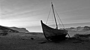 A Viking ship in Thingeyri Iceland